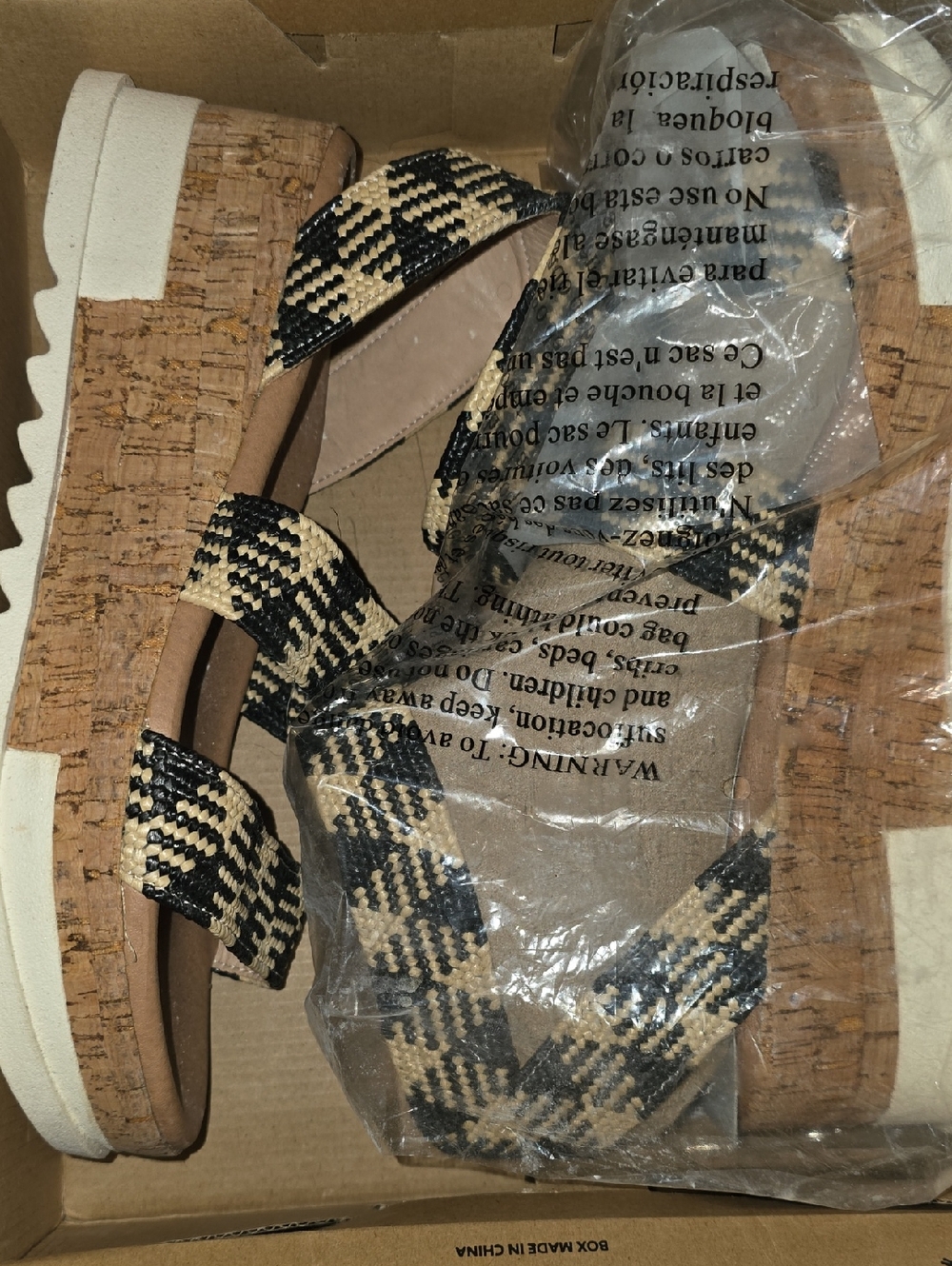 Steve Madden Black & Natural Woven Platform Sandals